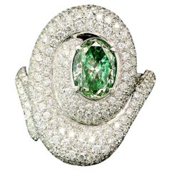 GIA Certified 1.00 Carat Fancy Intense Green VVS Clarity Diamond Ring