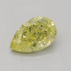 GIA Certified 1.00 Carat Fancy Intense Greenish Yellow I1 Clarity Diamond