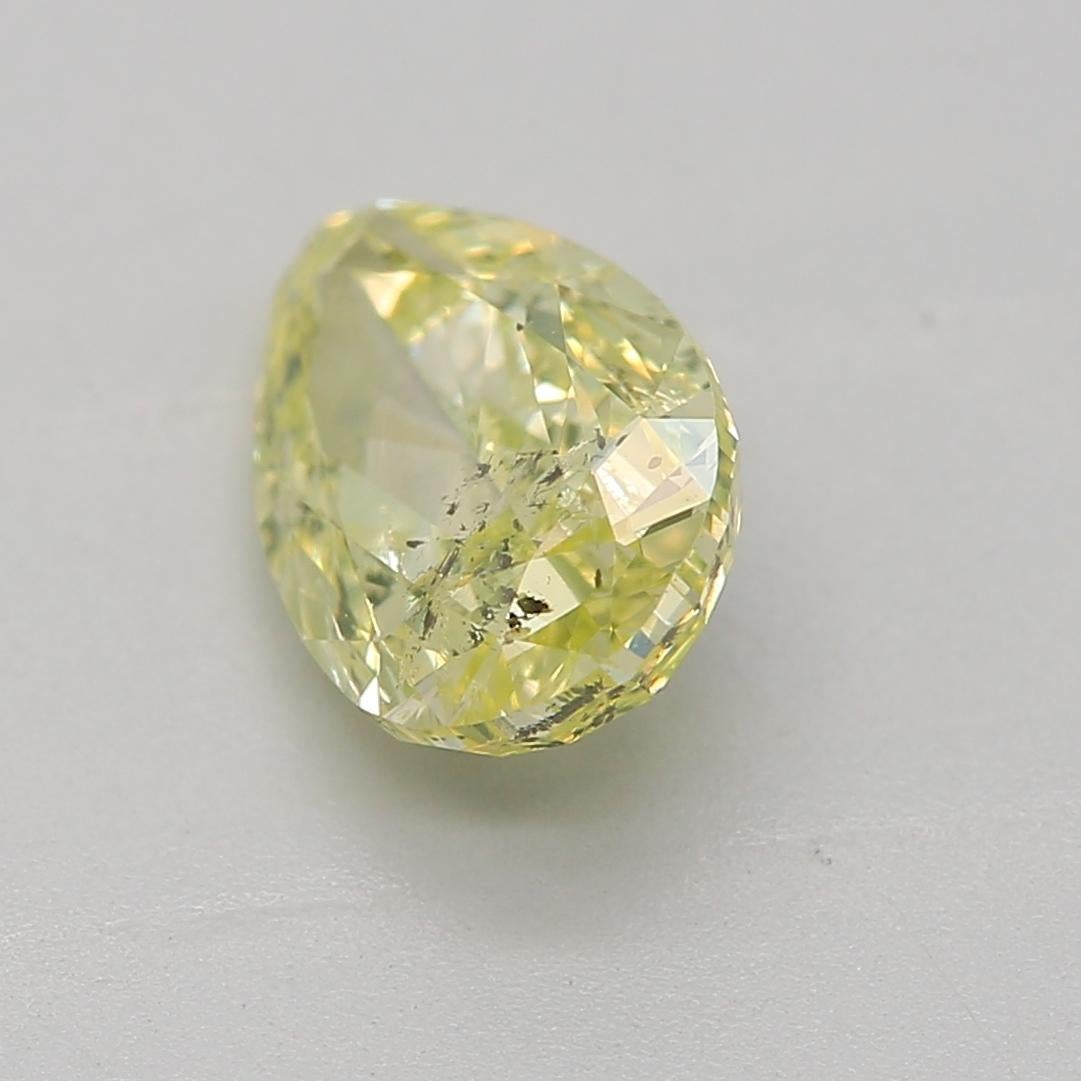 Taille poire Diamant jaune verdâtre intense de 1,00 carat de pureté I1 certifié par le GIA en vente