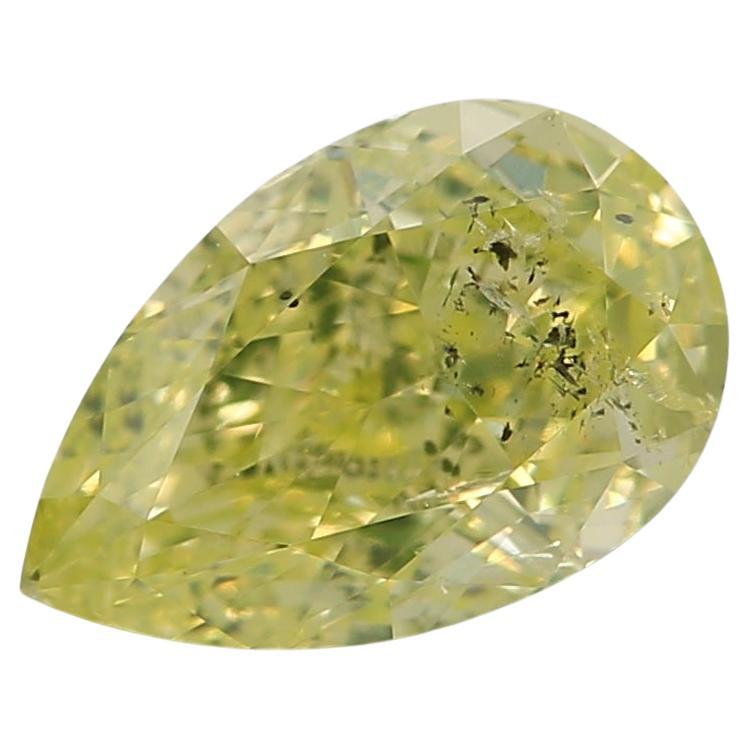 GIA Certified 1.00 Carat Fancy Intense Greenish Yellow I1 Clarity Diamond