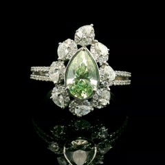 GIA Certified 1.00 Carat Fancy Light Brownish Greenish Yellow SI2 Diamond Ring