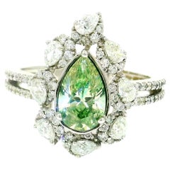 Bague en diamant certifié GIA 1,00 carat Fancy Light Brownish Greenish Yellow SI2