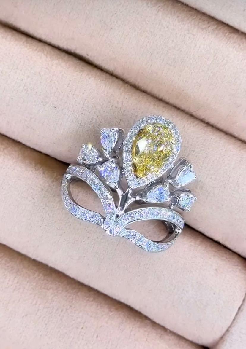 Diamant certifié GIA de 1,00 carat en or 18 carats de couleur jaune brunâtre fantaisie Neuf - En vente à Massafra, IT