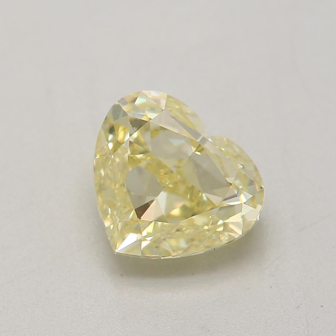 Certificate: GIA
Report Number: 5426896097
Shape And Cut: Heart
Carat Weight: 1.00 carat
Measurements: 5.54 x 6.28 x 3.50
Color Grade: Fancy Light Yellow

FEATURES OF THE DIAMOND:

This fancy light yellow diamond features a delicate. This color is