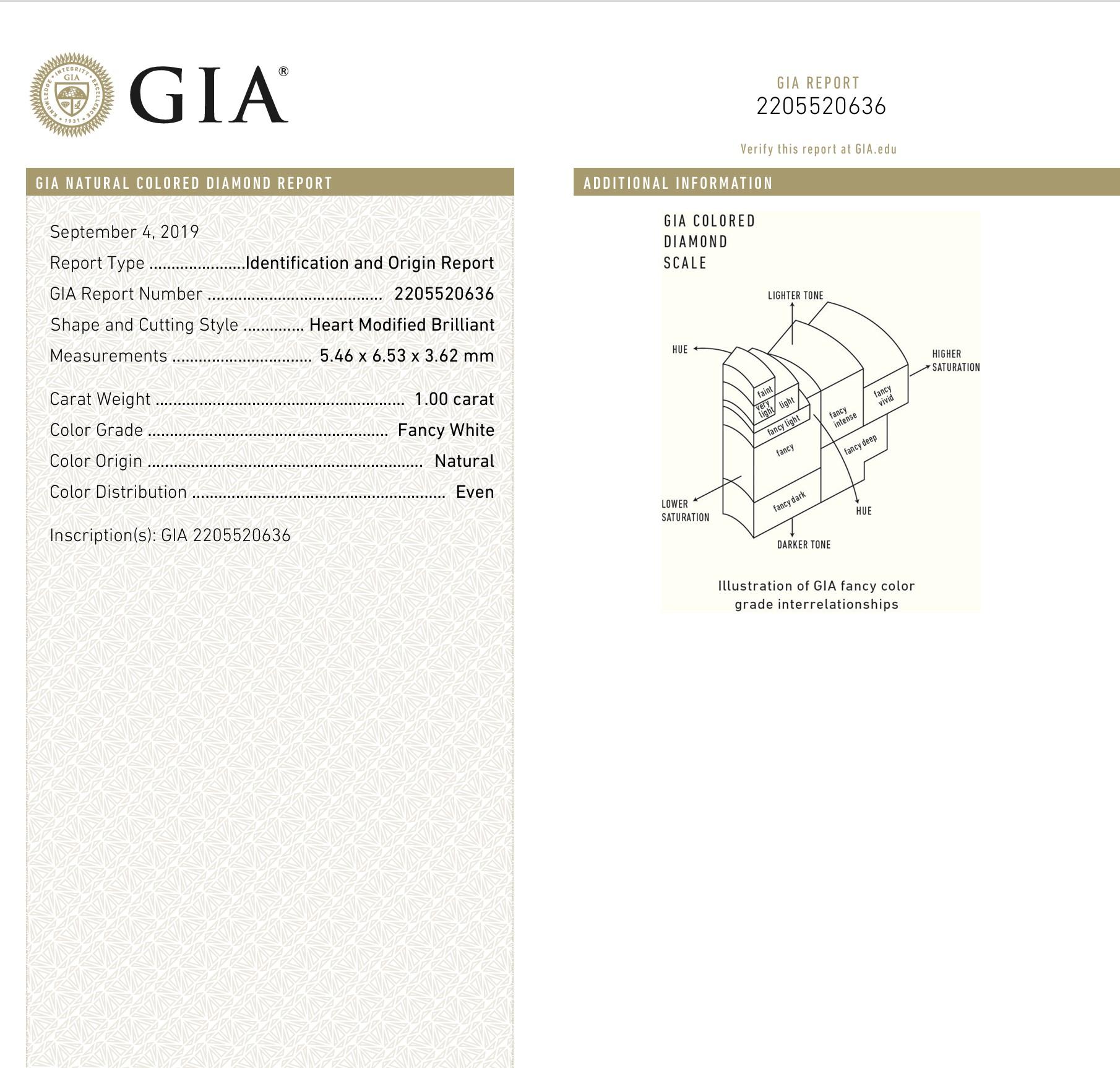 GIA Certified 1.00 Carat Fancy White Diamond For Sale 4