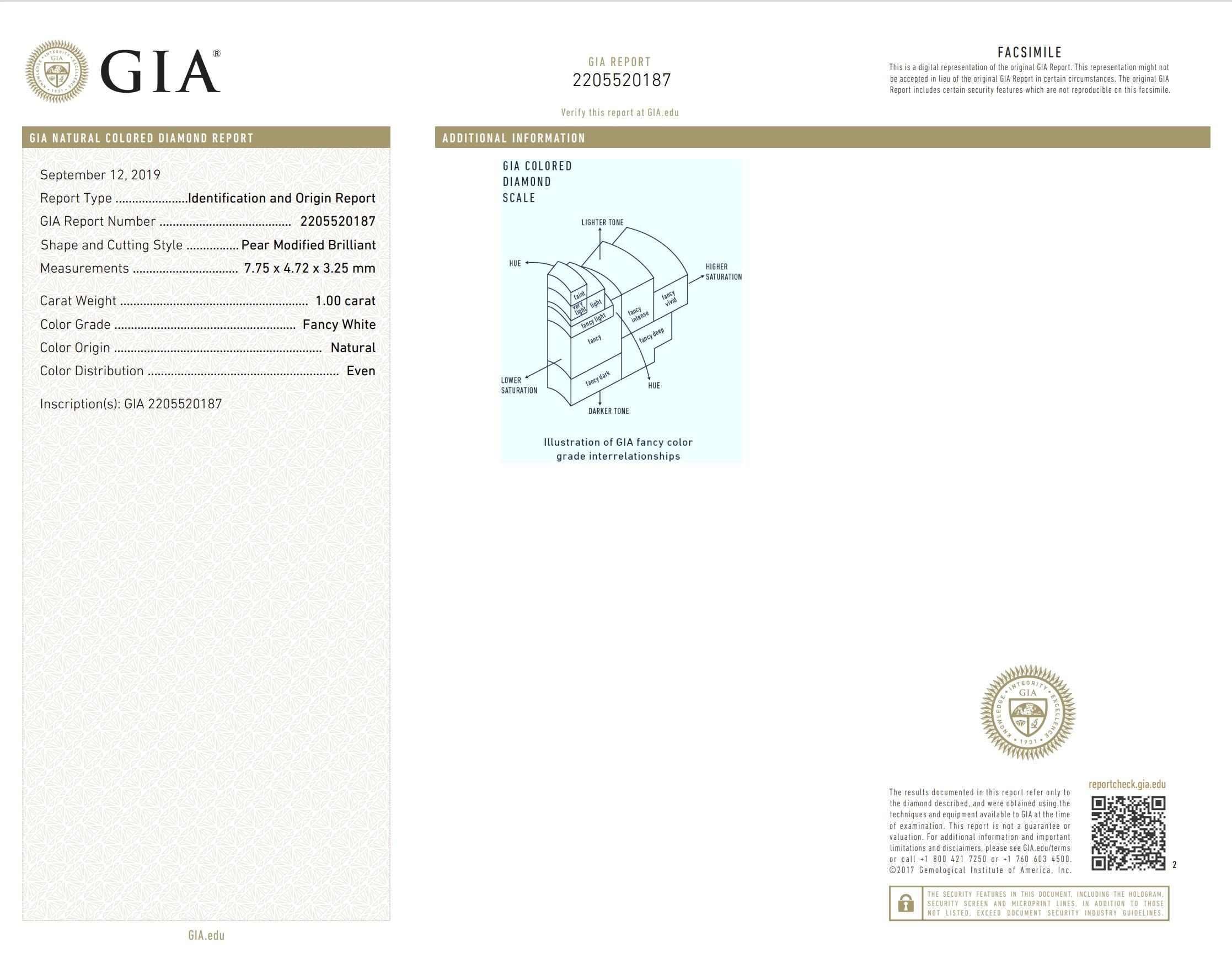 GIA Certified 1.00 Carat Fancy White Diamond For Sale 4