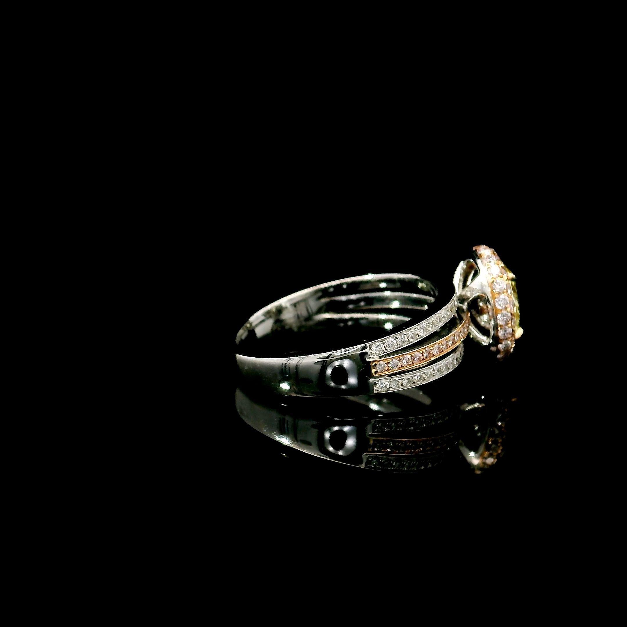 GIA Certified 1.00 Carat Fancy Yellow SI2 Clarity Diamond Ring For Sale 2