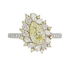 GIA-zertifizierter 1,00 Karat Fancy Gelber VVS2 Reinheit Diamantring
