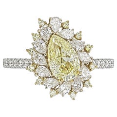 Anillo de diamantes amarillo fantasía de 1,00 quilates y claridad VVS2 certificado por GIA