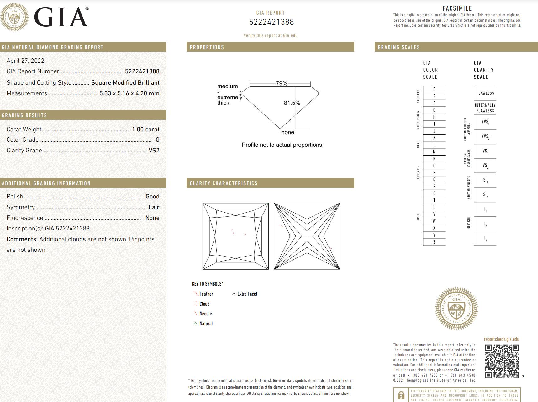 GIA Certified 1.00 Carat G VS2 Loose Princess Cut Natural Diamond Neuf - En vente à New York, NY