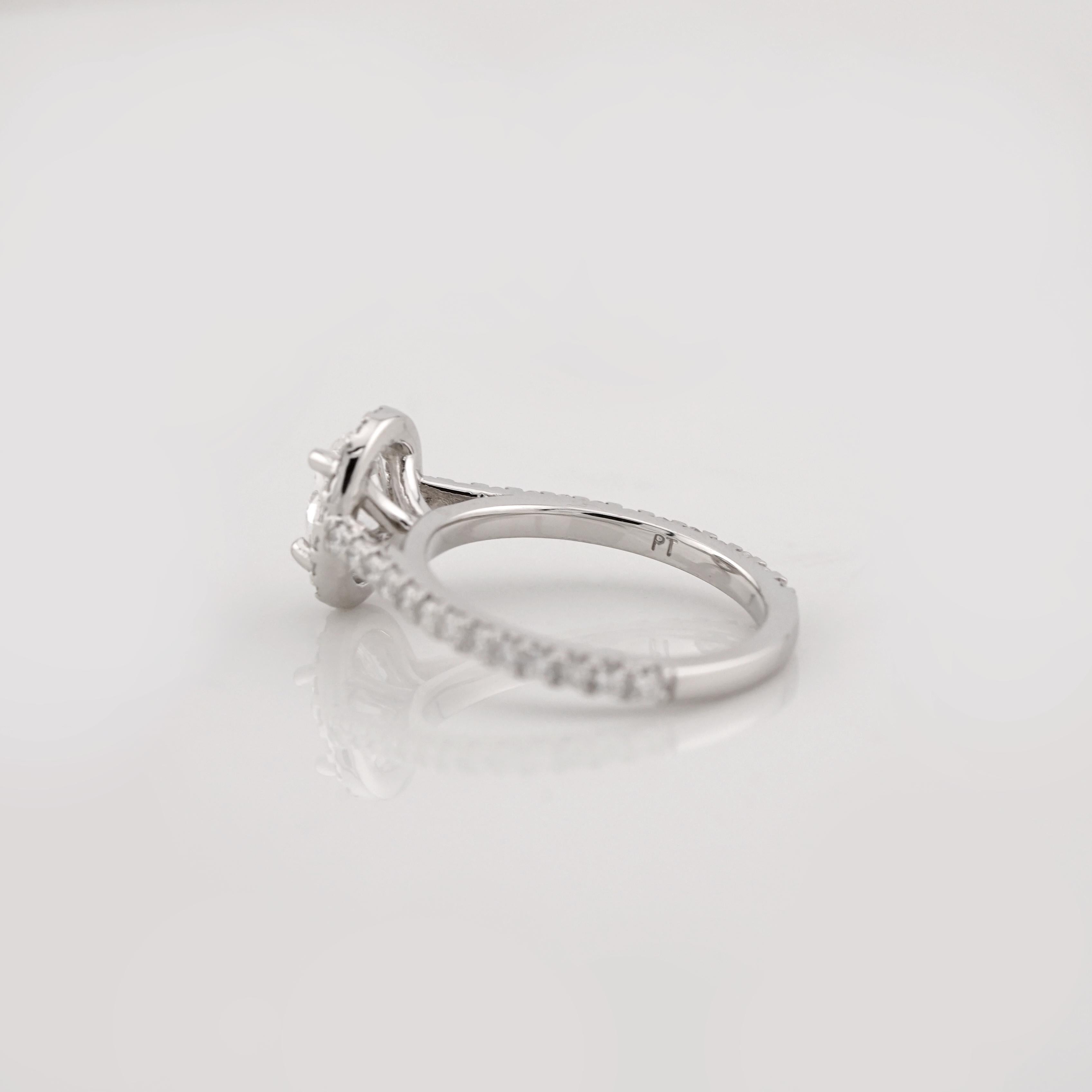Oval Cut GIA Certified 1.00 Carat H VS2 Oval Diamond Halo Platinum Ring For Sale