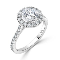 GIA Certified 1.00 Carat Halo Diamond Engagement Ring
