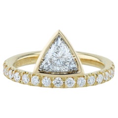 Anillo de compromiso de diamantes de oro amarillo de 1,00 quilates certificado por GIA hecho a mano