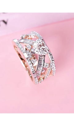 GIA Certified 1.00 Carat Heart Shape Diamond 18K Gold Cocktail Ring