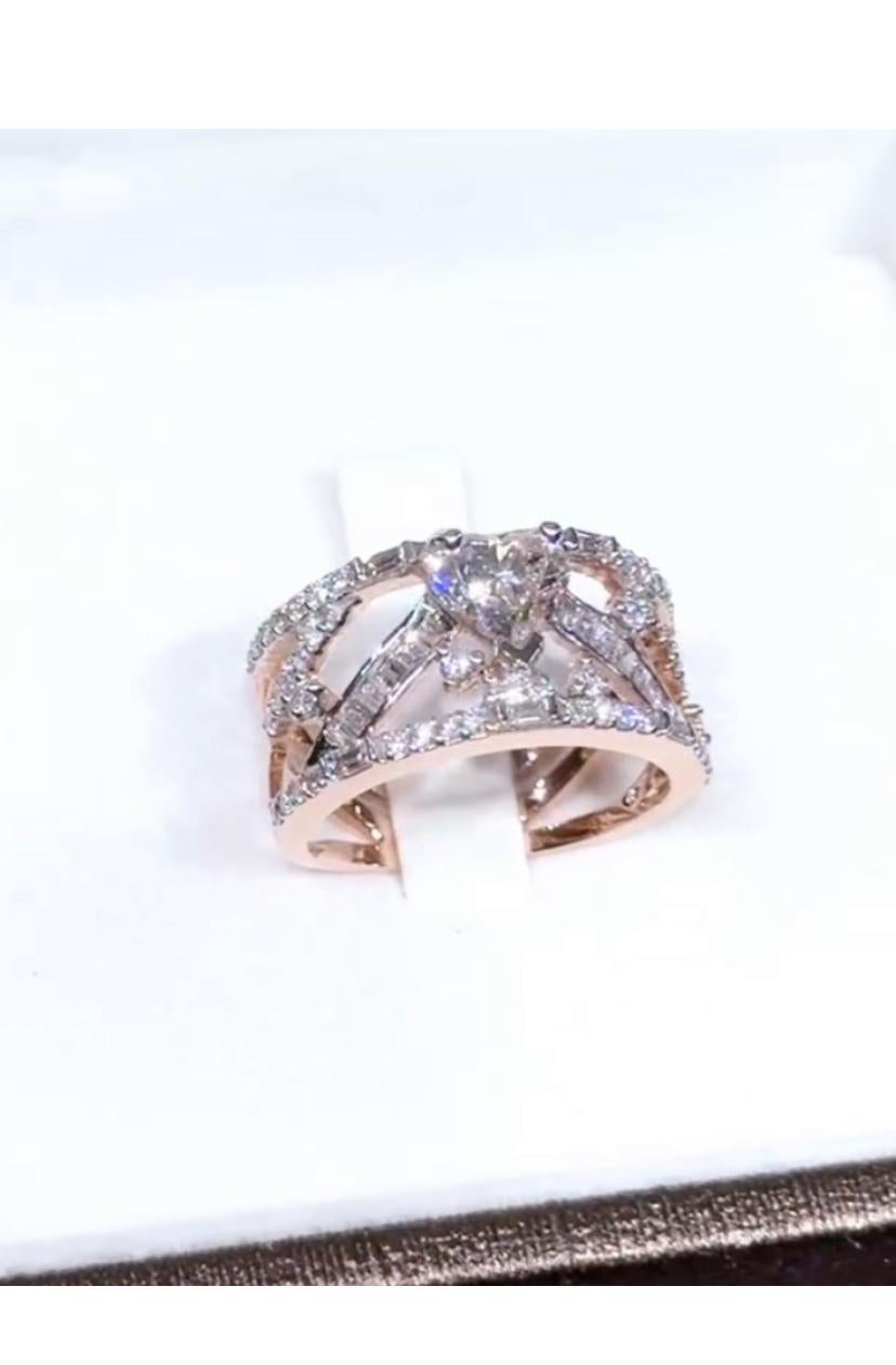 De las mujeres GIA Certified 1.00 Carat Heart Shape Diamond 18K Gold Cocktail Ring en venta