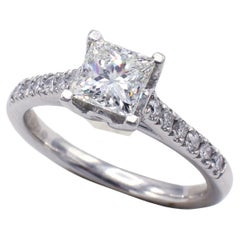 GIA Certified 1.00 Carat I SI1 Princess Cut Diamond Platinum Engagement Ring