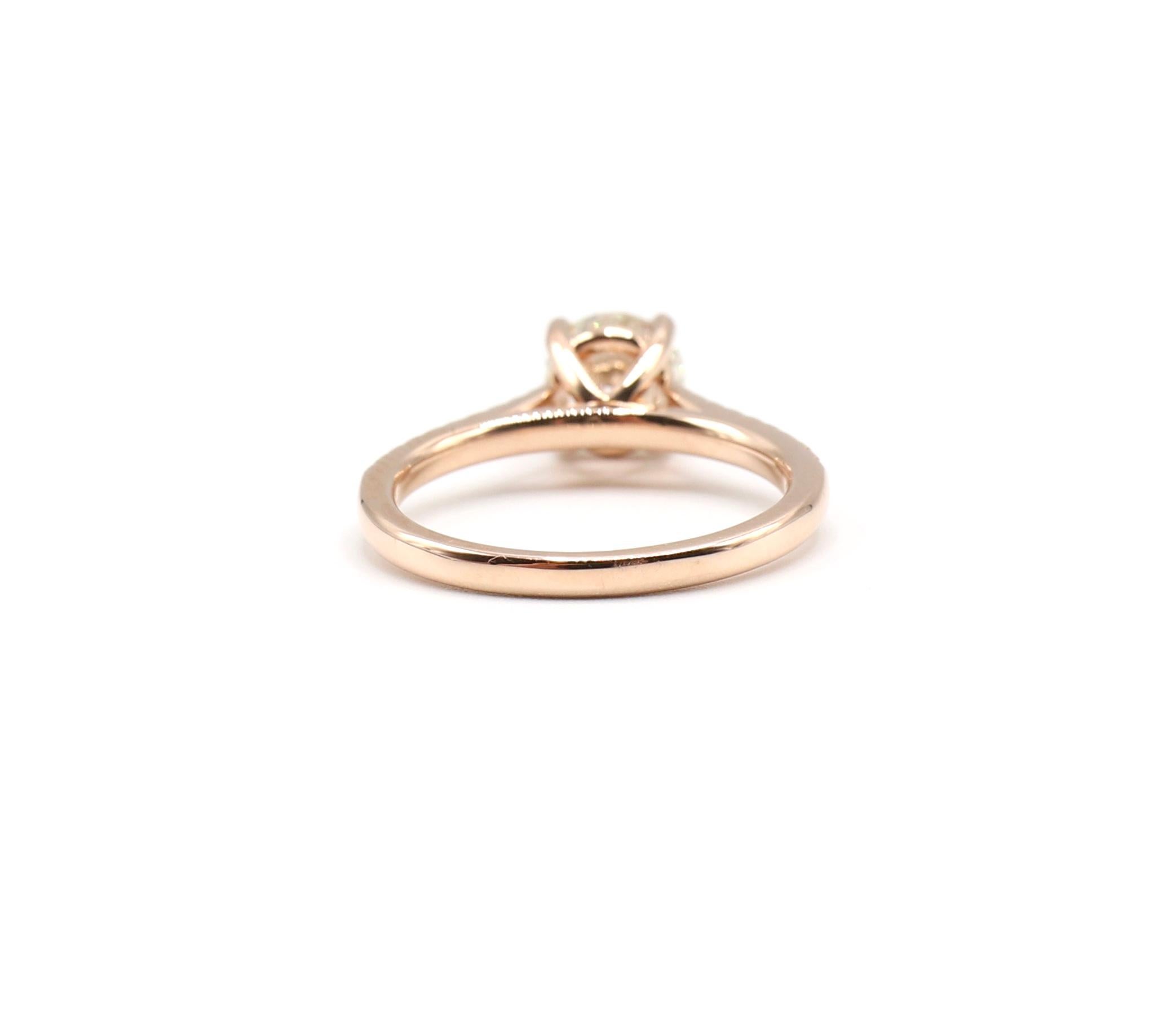 Modern GIA Certified 1.00 Carat I SI2 Round Brilliant Diamond Rose Gold Engagement Ring