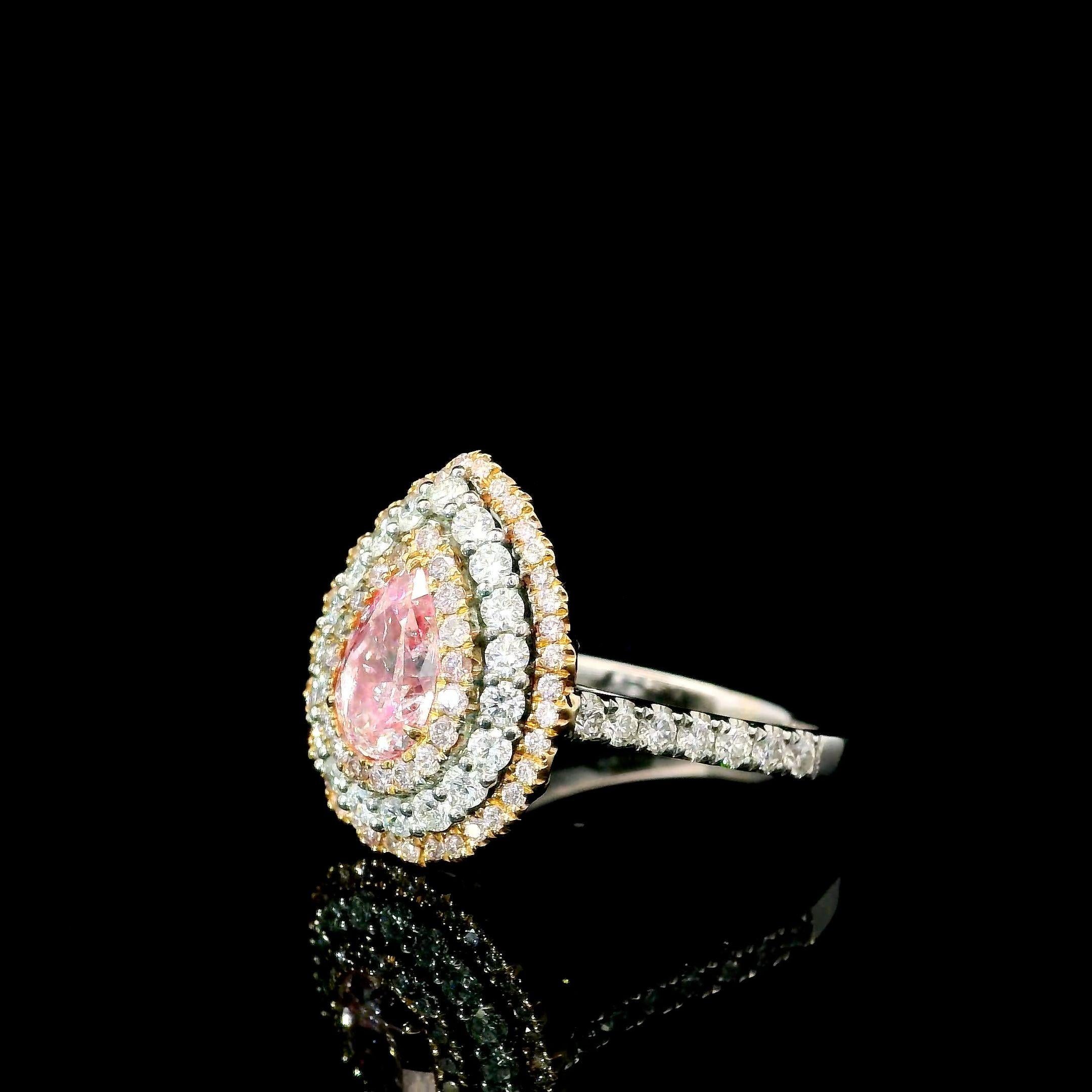 Anello con diamante certificato GIA da 1,00 carati di colore marrone rosato chiaro con purezza I1 In condizioni Nuovo in vendita a บางรัก, TH