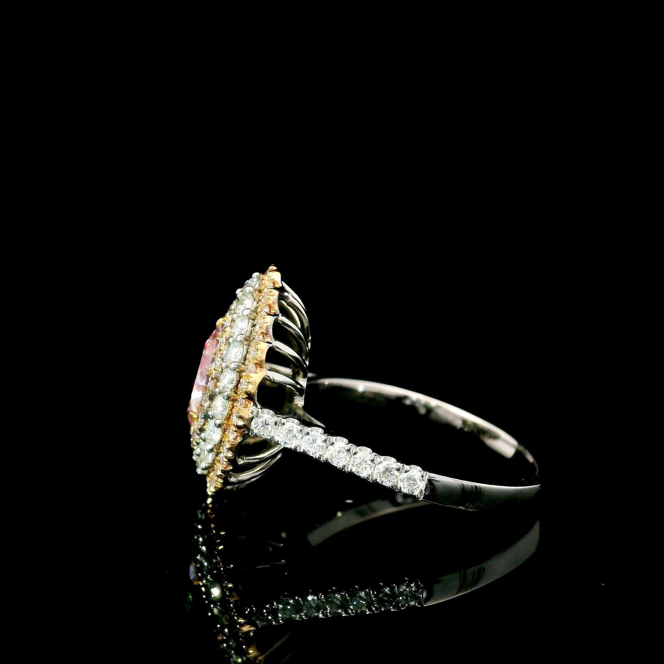 Anello con diamante certificato GIA da 1,00 carati di colore marrone rosato chiaro con purezza I1 in vendita 1