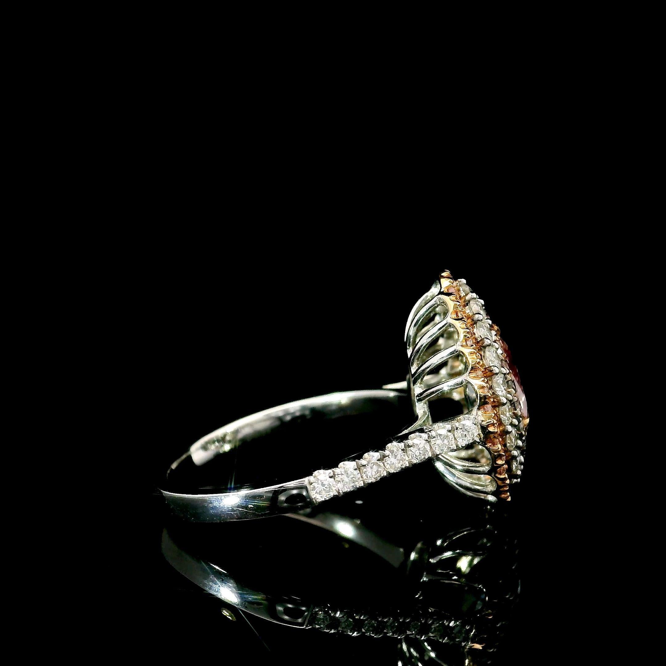 Anello con diamante certificato GIA da 1,00 carati di colore marrone rosato chiaro con purezza I1 in vendita 2