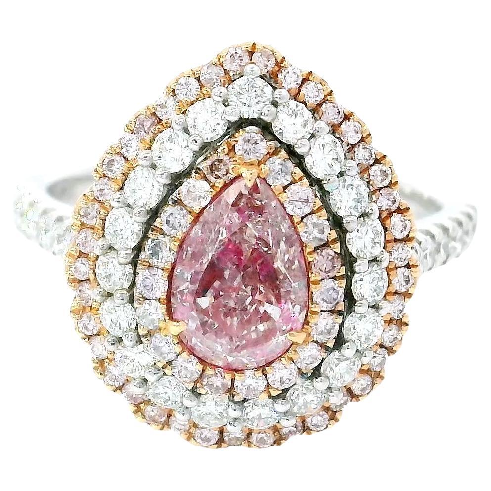 GIA Certified 1.00 Carat Light Pinkish Brown I1 Clarity Diamond Ring