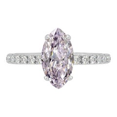 GIA Certified 1.00 Carat Marquise Cut Pink Diamond Ring