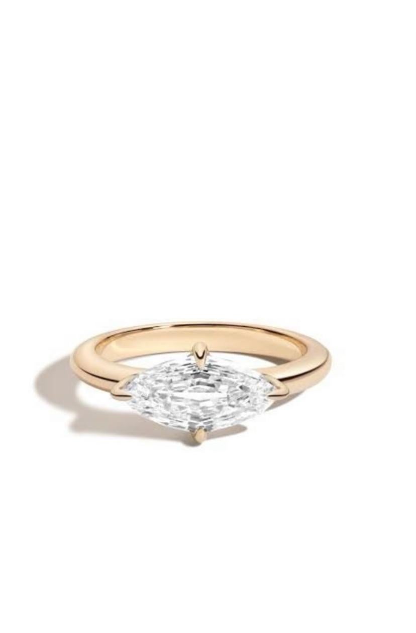 Bague solitaire en or 18 carats avec diamant de forme marquise de 1,00 carat certifié GIA Neuf - En vente à Massafra, IT