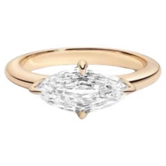 GIA Certified 1.00 Carat Marquise Shape Diamond 18K Gold Ring Solitaire