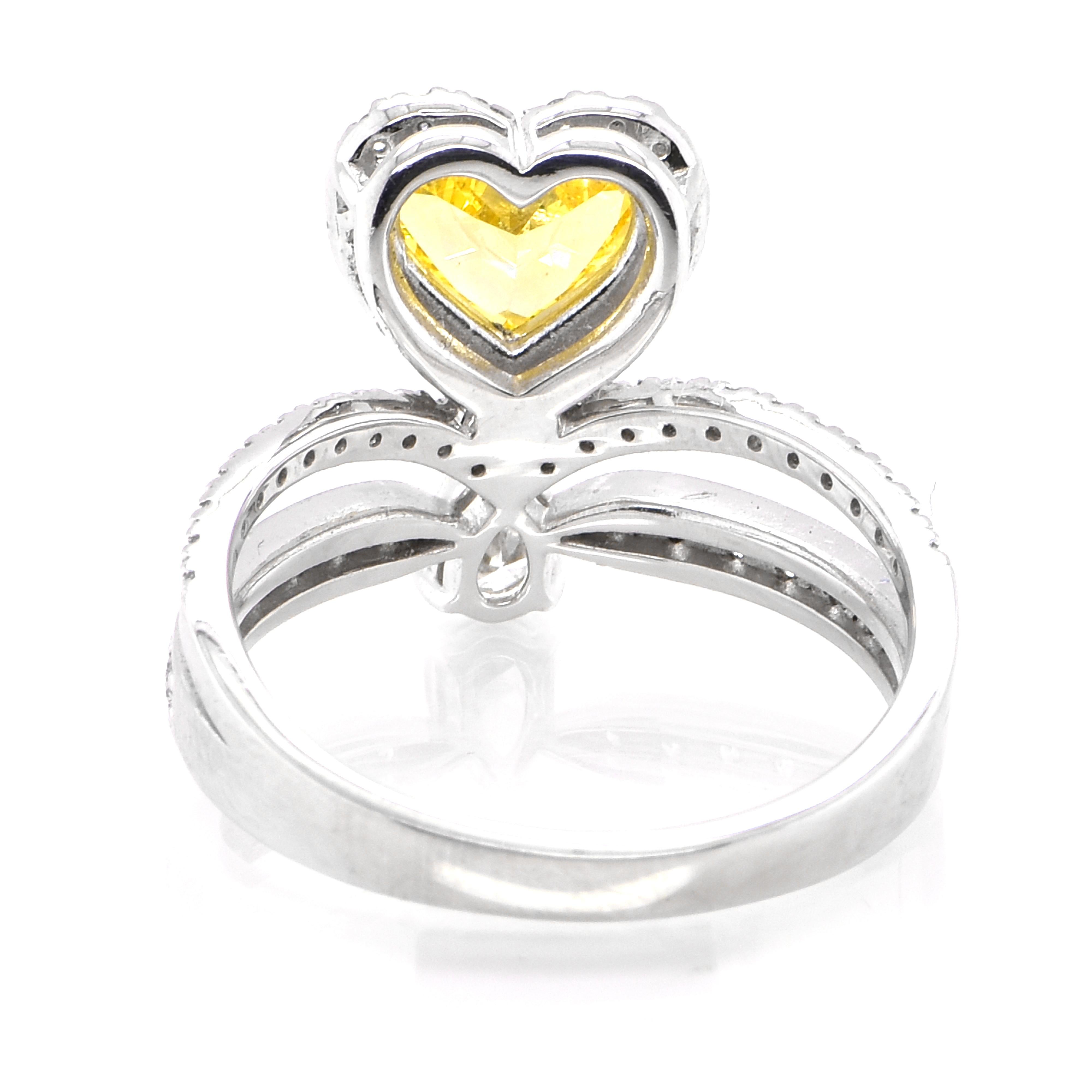 Women's GIA Certified 1.00 Carat Natural Fancy Vivid Orange Yellow Diamond Ring For Sale