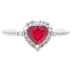 GIA Certified 1.00 Carat Natural, Pigeon's Blood Color Ruby Ring Set in Platinum
