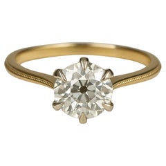 Bague solitaire en diamant certifié GIA de 1,00 carat de taille européenne ancienne