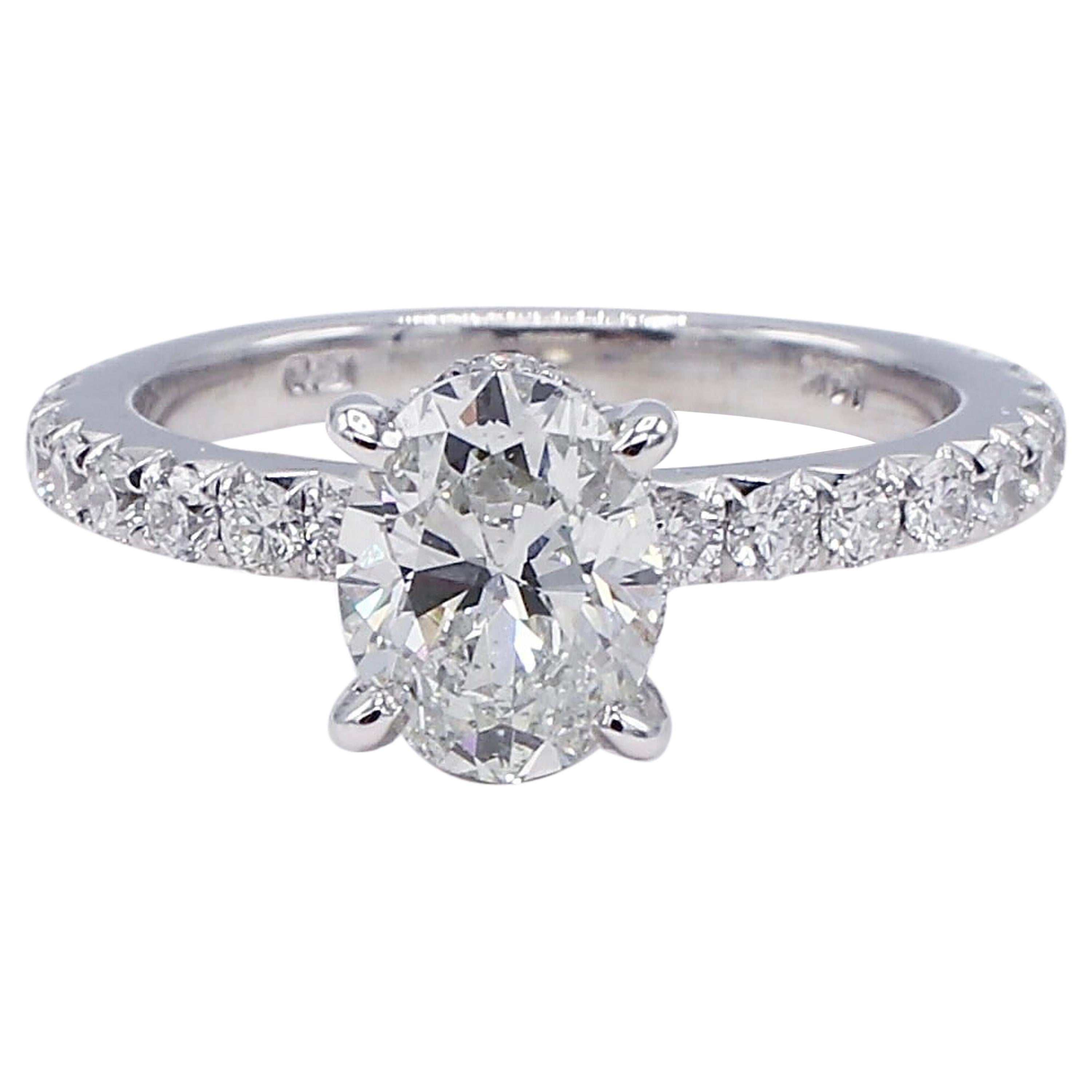 1/2 Carat 14 Karat White Gold GIA Oval Diamond Engagement Ring, Oval ...