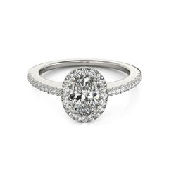 GIA zertifiziert 1,00 Karat Oval Halo Französisch Pave 18K Weißgold Diamantring
