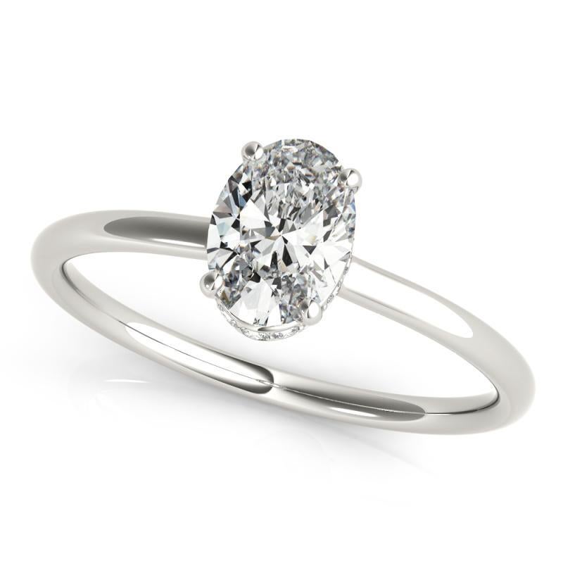 Anello con diamante a fascia sottile ovale nascosto da 1,00 carati certificato GIA