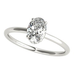 GIA Certified 1.00 Carat Oval Hidden Halo Slim Band Diamond Ring