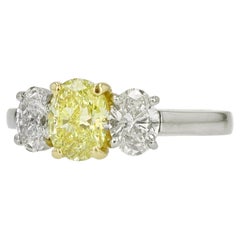 GIA Certified 1.00 Carat Oval Intense Yellow Diamond Engagement Ring