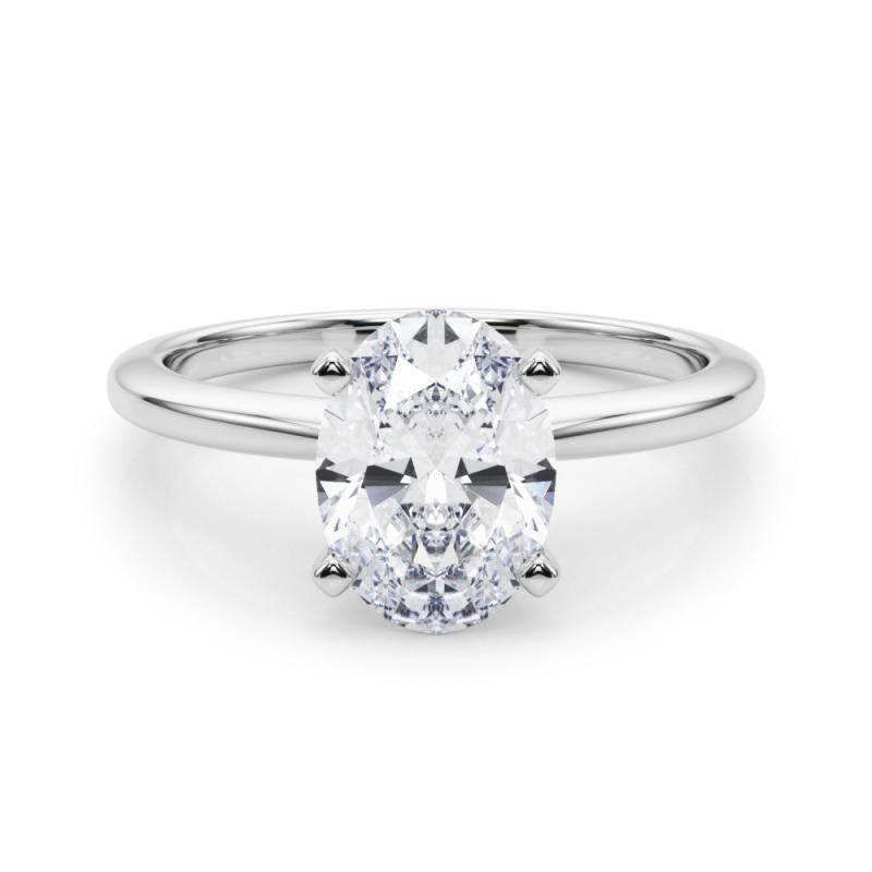 Anillo de diamantes solitario ovalado engastado de 1,00 quilates certificado por el GIA