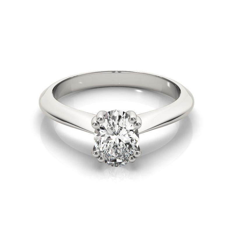 GIA zertifiziert 1,00 Karat Oval Solitär Tulip Kathedrale Diamantring (Ovalschliff) im Angebot