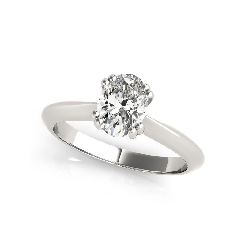 GIA zertifiziert 1,00 Karat Oval Solitär Tulip Kathedrale Diamantring im Zustand „Neu“ im Angebot in New York, NY