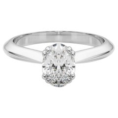 GIA zertifiziert 1,00 Karat Oval Solitär Tulip Kathedrale Diamantring