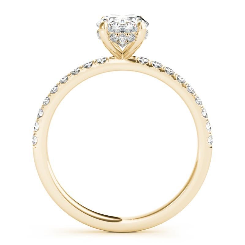 Bague en or jaune 18 carats certifiée GIA, 1,00 carat, pavé caché, halo ovale, diamant Neuf - En vente à New York, NY