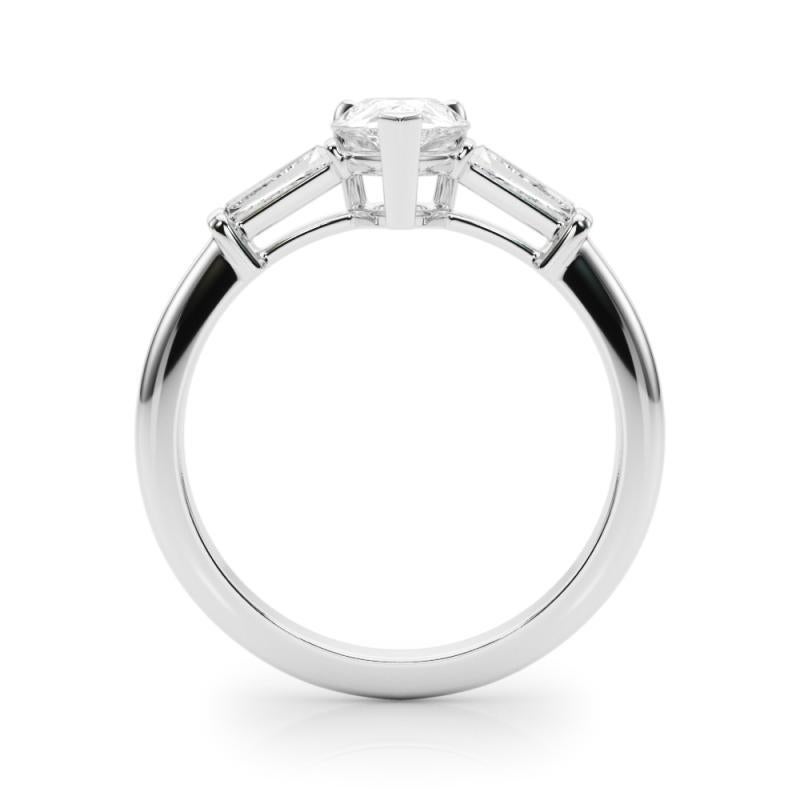 GIA Certified 1.00 Carat Pear & Baguette Three-Stone Diamond Ring In New Condition For Sale In New York, NY
