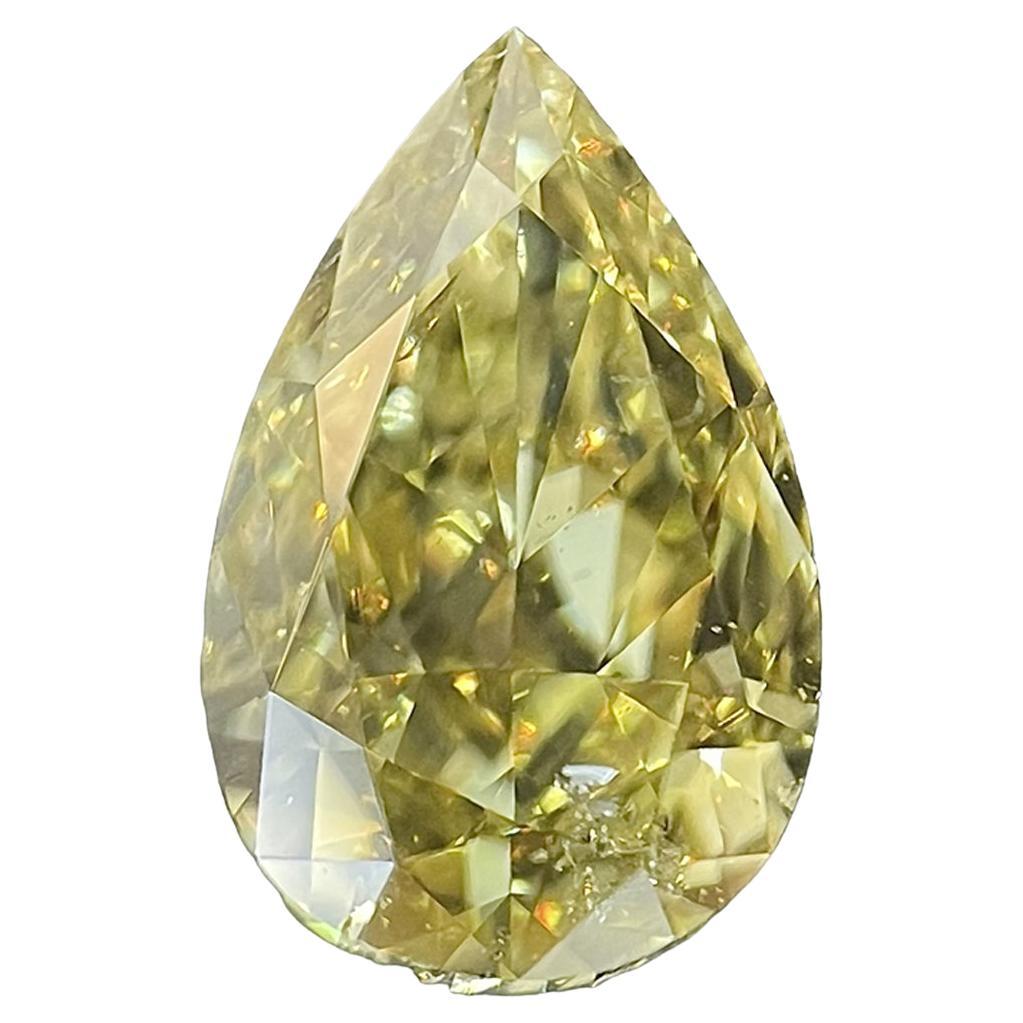 GIA Certified 1.00 Carat Pear Brilliant Fancy Brownish Yellow Natural Diamond For Sale
