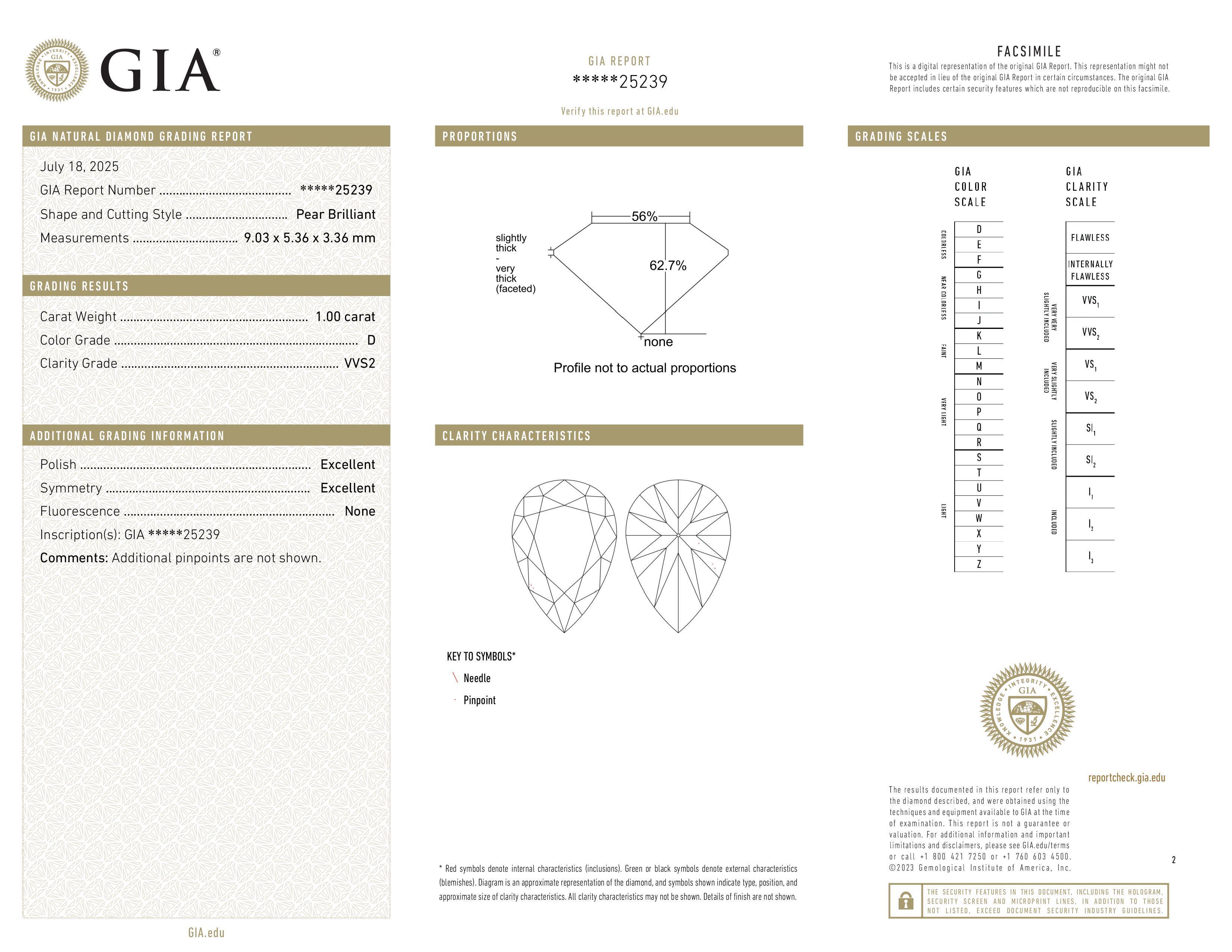 GIA-zertifizierter 1,00 Karat Diamant-Anhänger mit Birnenschliff F Farbe VVS2 Reinheit für Damen oder Herren im Angebot