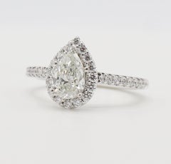 GIA Certified 1.00 Carat Pear J SI2 Scott Kay Halo Diamond Engagement Ring