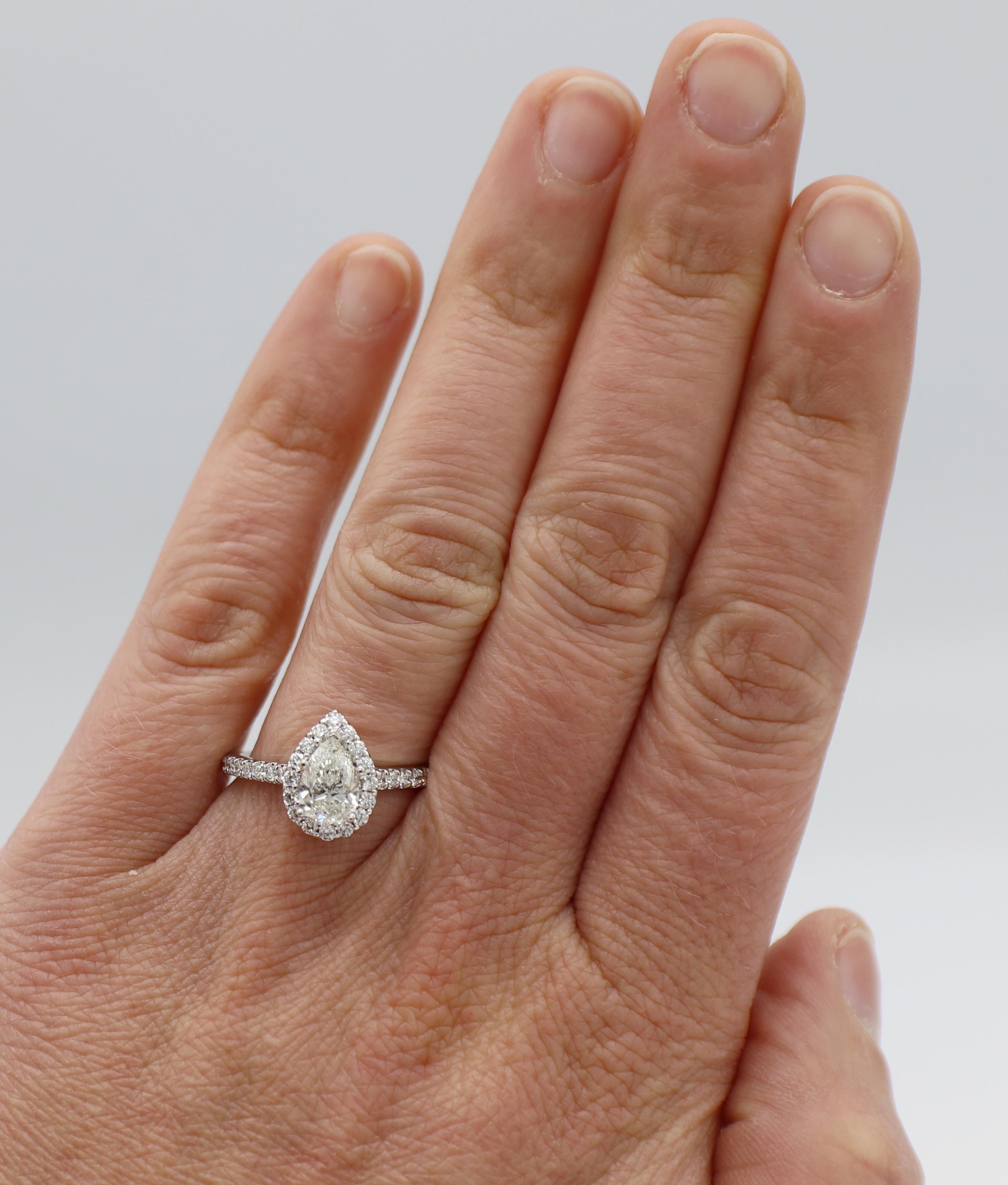 Pear Cut GIA Certified 1.00 Carat Pear J SI2 Scott Kay Halo Diamond Engagement Ring