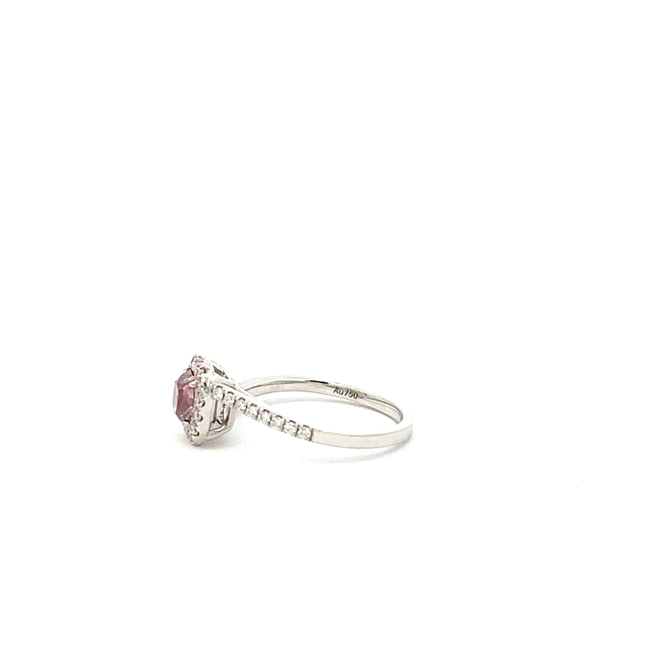 GIA-zertifizierter Ring mit 1,00 Karat rosa Diamant (Kissenschliff) im Angebot