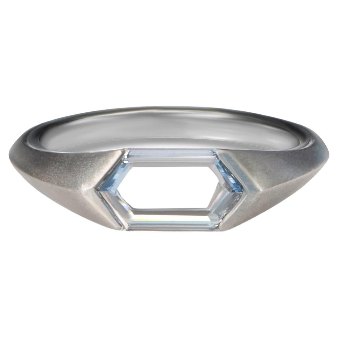 GIA Certified 1.00 Carat Portrait-Cut Diamond Ring in Titanium and 18K WhiteGold For Sale