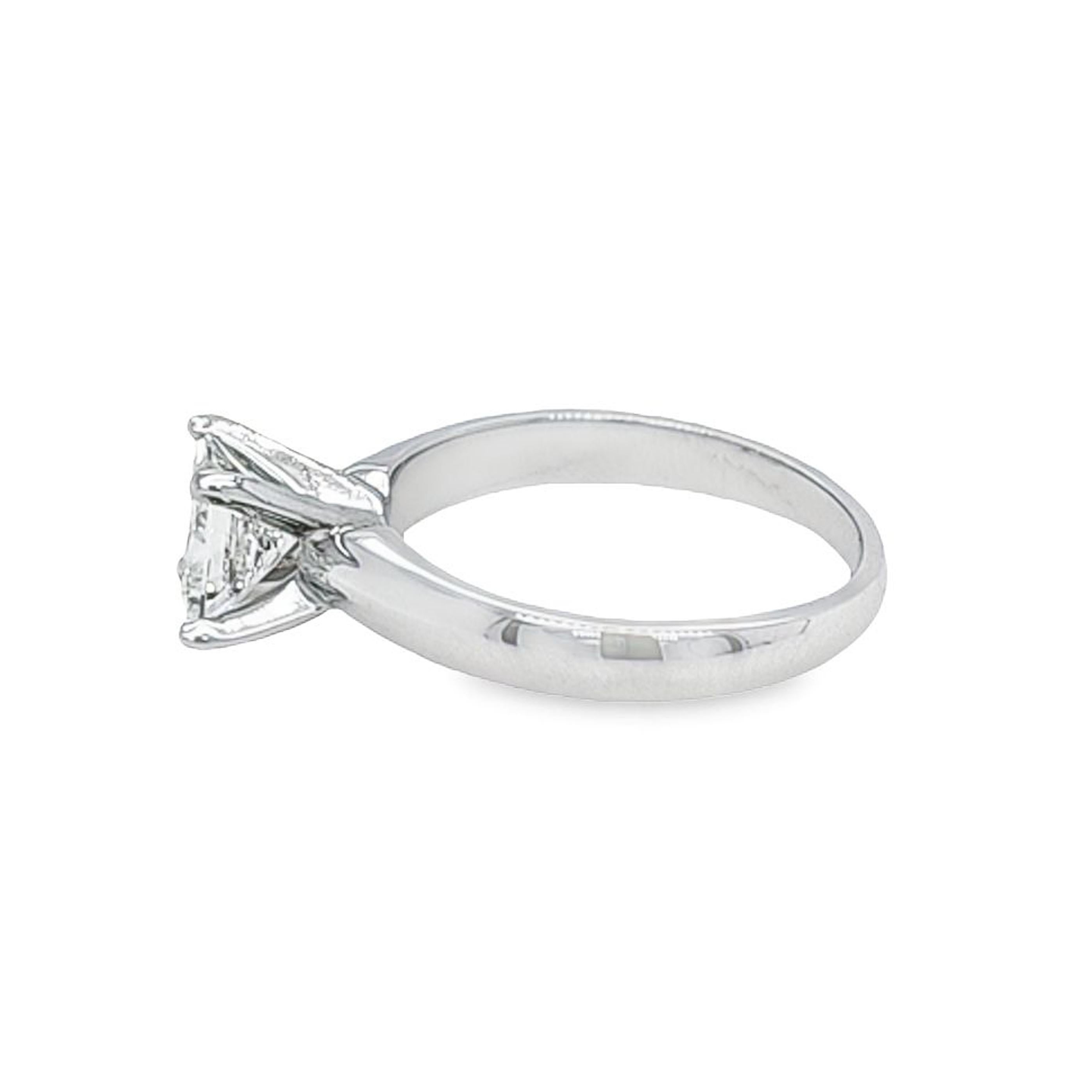 GIA Certified 1.00 Carat Princess Cut Diamond Engagement Ring In Excellent Condition For Sale In Coral Gables, FL