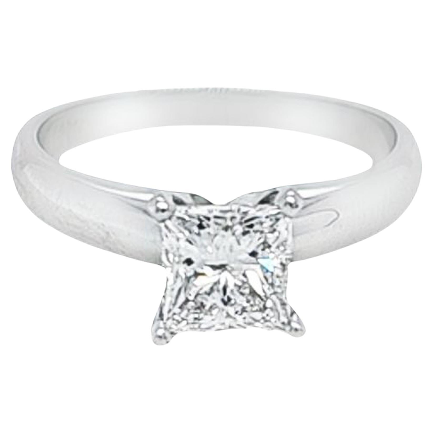 GIA Certified 1.00 Carat Princess Cut Diamond Engagement Ring